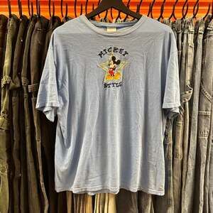 Vintage 90s Disney Mickey Mouse Embroidered Star Shirt Light Blue Size XL